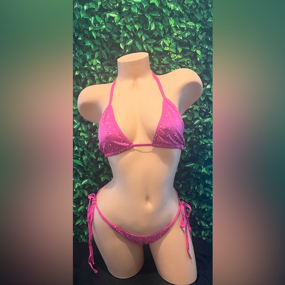 Other - SALE NEW Dark Pink Rhinestone Bikini Exotic Dancewear Stripper Outfit  Nightwear